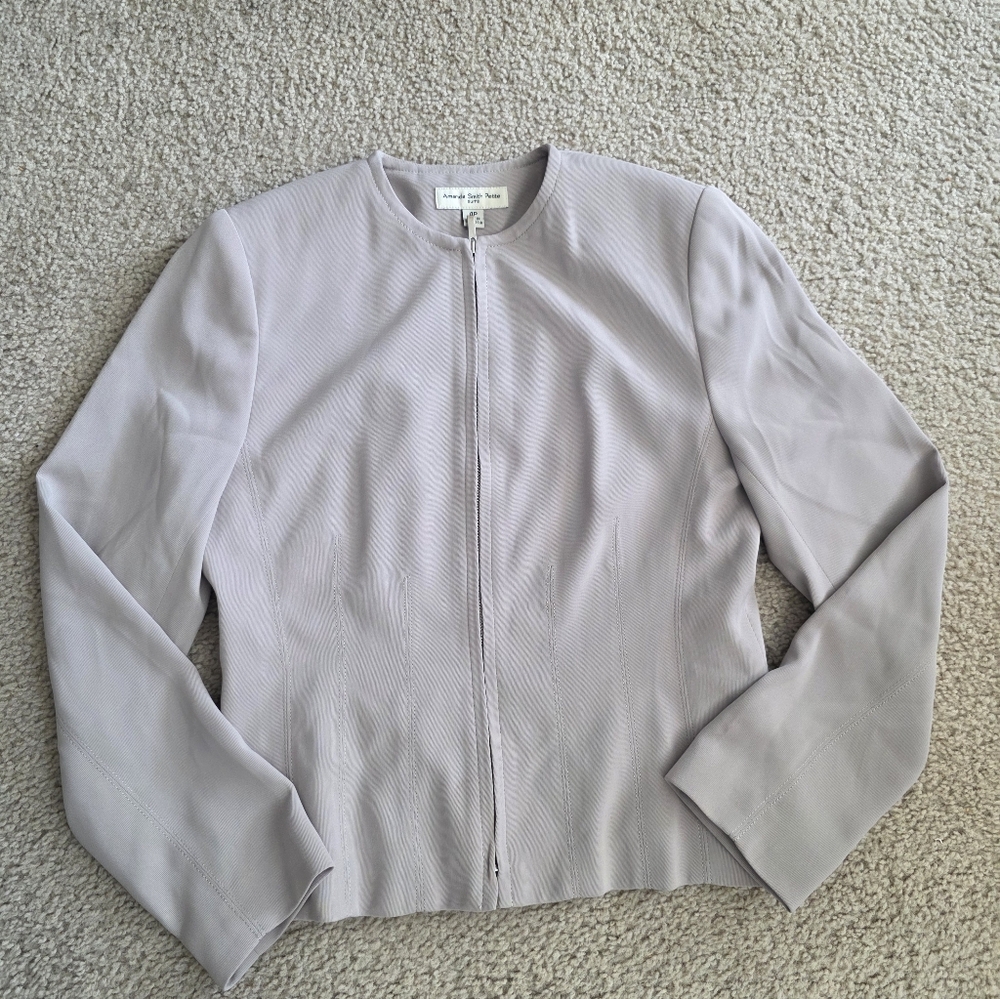 Amanda Smith Gray Blazer Jacket Coat Office Long Sleeves Size 4p